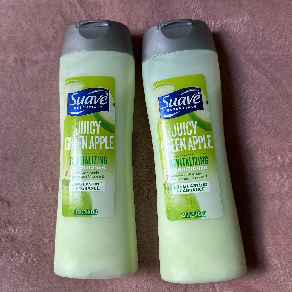 Lot of 2 Suave Essentials Juicy Green Apple Revitalizing Conditioner 15 oz